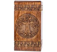 INTAJ Premium Rosewood Cremation Urn for Human Ashes - Tree of Life Design - 250lbs Capacity - Adult Male & Female - Durable, Elegant Funeral Urn