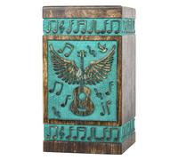 INTAJ Rosewood Urn for Ashes - Guitar Wings Wooden Urn for Human Ashes Hand-Crafted - Wooden Urn Box for Dogs Cats Ashes Handmade (Teal Green, Small - 8Hx4.75W (115 Cu/in))