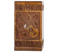 INTAJ Wooden Cremation Urn for Ashes, Natural Rosewood, 250 cubic inches, Sliding Opening, Decorative-Urns