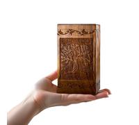 INTAJ Wooden Keepsake Cremation Urn for Human Ashes - Mini Tree of Life Urn Box and Casket for Pets - Holds 20 Cubic Inch