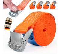 INTAKO Set of 4 Lashing Straps for Load Securing 1 m x 25 mm x 250 kg - DIN EN 12195-2 - Lashing Strap with Clamping Lock - Fastening Straps - Strap Quick Release - Webbing for Roof Box, Bicycle
