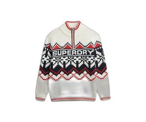 Intarsia patterned jumper with funnel neck for women Superdry Beige M