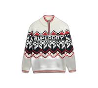 Intarsia patterned jumper with funnel neck for women Superdry Beige S