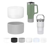 Intatikoo Silicone Boot for Stanley 40 oz Quencher Adventure-Stanley IceFlow 20oz 30oz Rubber Bottom Tumbler Accessories,Protective Water Bottle Bottom Sleeve Cover,BPA Free (Grey+Transparent)