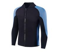 INTBOSS Wetsuit Top Men,2mm Mens Wetsuit Top Long Sleeve Wetsuit Jacket Men Front Zip Warm Neoprene Wets Suit Jackets Stretch Mens Wetsuit Jacket