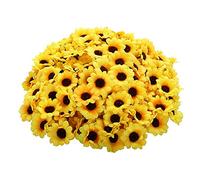 INTCHE Artificial Sunflower Heads Fabric Fake Sunflower Heads for Wedding Decoration Bridal Bouquet DIY Pack of 50