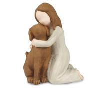 INTCHE Love My Dog Figurines Statues, Dog Angel Friendship Remembrance Gifts,Sculpted Hand-Painted Figures for Dog Lovers Brown Easy Install