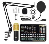 INTCHE Podcast Equipment Bundle Live Sound Card Variant Bm800 Microphone Complete Set of Live Broadcasting Accessories