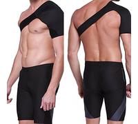 INTCHE Shoulder Support Brace Back Guard Strap Wrap Belt Band Pads Single Shoulder Adjustable Breathable Sports Care Guard Protect 1x set Shoulder Support black