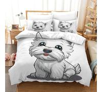INTCHE Westie 3 Piece Set Printed Duvet Cover Bed Set, Bedding Set, Soft Comforter Cover With Zipper Quilt Cover & Pillowcaseswith Zipper Closure Microfiber Single（140x200cm）