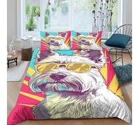 INTCHE Westie Duvet Cover Bedding Set 3 Piece Set Duvet Cover Quilt Cover Microfiber Polyester Comforter Cover with Zipper Closure Pillowcase Double（200x200cm）
