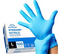 Intco Synguard Nitrile Exam Gloves - Large - Blue 100 Pack Powder/latex Free - Medical Grade