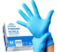 Intco Synguard Nitrile Exam Gloves - Medium - Blue 100 Pack Powder/latex Free - Medical Grade