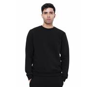 inteblu Men's Crew Neck Sweatshirt - Long Sleeve Cotton Blend Pullover Jumper | Soft Casual Ribbed Cuffs | Classic Terry Fleece Full-Sleeve Sweatshirt for Everyday Comfort Wear Black
