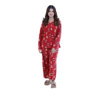 inteblu Women’s Micro Polar Fleece Pyjama Set - Teddy Bear Print Long Sleeve Sleepwear | Cozy Winter Loungewear for Women