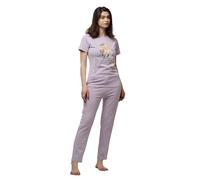 inteblu Women’s Printed Cotton Loungewear Set - Crew Neck Short Sleeve Loungewear, Comfortable 2-Piece Nightwear Outfit for Sleeping & Relaxing Lilac