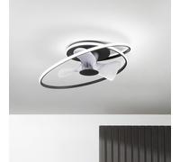 INTEC Storm LED ceiling fan, black and white, Ø 77 cm CCT, quiet