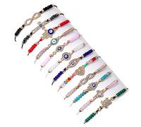 InteDesign 12 PCS Evil Eye Bracelets Adjustable Evil Eyes Charm Bracelet for Women Multi-color Lucky Protection Friendship Bracelet Anklet for Mom Girl Jewelry