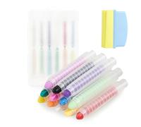 InteDesign 12PCS Dustless Chalk, Vibrant Colored Chalk, Colored Washable Sidewalk Chalk, for Chalkboard & Blackboard Drawing, with Blackboard Eraser for Wet Erase