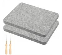 InteDesign 2 Pack Needle Felting Pad 9.6×10, Thick Wool Felting Mat with 2PCS Felting Needles, Grey Felt Mat for Craft Supplies