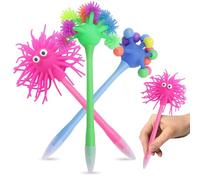 InteDesign 3 Novelty Ballpoint Pens, Funny Fluffy Tactile Pens, Black Ink Writing Pens | Functional & Fun Stationery for Daily Use (Monster fur ball)