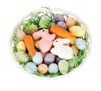 InteDesign 34Pcs Easter Egg Hunt Basket Kit Glitter Foam Eggs Carrots Rabbit Chick Decoration Basket Multicolour Eggs Ornaments for Table Decoration ,Home Easter Gifts (Style 2)