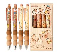 InteDesign 4 PCS Capybara Erasable Gel Pens - Cute Cartoon Capybara Stationery 0.5mm Retractable Pens with Anti-Slip Grip & Smooth Friction Tip, Blue Ink for School, Office & Journaling