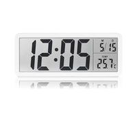 InteDesign Digital Wall Clock, Clock Bedside, Large Digital Wall with 12/24 Hr,Temperature,Charge Ports,Battery Operated, for Bedroom Living Room School Office Garage (white)