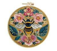 InteDesign Embroidery Kits for Adult Beginners, DIY Embroidery Starter Kit with Flowers Bird Pattern Instruction,Bamboo Hoops, Threads and Needles (Bee)