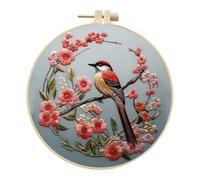 InteDesign Embroidery Kits for Beginners, DIY Embroidery Starter Kit with Flowers Bird Pattern Instruction,Bamboo Hoops, Threads and Needles (Style 2)