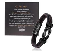 InteDesign Leather Bracelet Gifts for Son Husband Boyfriend, Infinity Knot Bracelet Gift with Boxfor Men Birthday, Christmas,Valentines Present Personalised Engraved Braided Design (To my man)