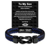 InteDesign Leather Bracelet Gifts for Son Husband Boyfriend, Infinity Knot Bracelet Gift with Boxfor Men Birthday, Christmas,Valentines Present Personalised Engraved Braided Design (To my son)
