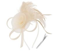 InteDesign Mesh Flower Feather Fascinators Hat with Clip and Headband Weddings Birthday Cocktail Tea Party Headwear for Girls & Women