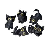 InteDesign Mini Black Cat Sculpture, 5PCS Cat Lover Gifts, Cute Cat Statue Ornament for Home Office Desk Decor, Lucky Cats Gifts for Women Men