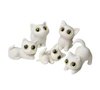 InteDesign Mini White Cat Sculpture, 5PCS Cat Lover Gifts, Cute Cat Statue Ornament for Home Office Desk Decor, Lucky Cats Gifts for Women Men