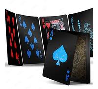 INTEGEAR Plastic Playing Cards, Premium Plastic Waterproof Black Playing Poker Cards Professional Luxury Deck of Cards for Adults