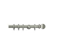 Integra Masterpiece Wooden Curtain Pole, 50mm Diameter Pole, Ball Finial, Standard Bracket, Complete Pole Kit, Antique Silver, 300 cm