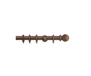 Integra Masterpiece Wooden Curtain Pole, 50mm Diameter Pole, Ball Finial, Standard Bracket, Complete Pole Kit, Burnished Bronze, 240 cm