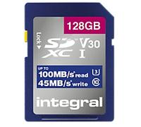 Integral 128GB SD Card SDXC UHS-1 U3 CL10 V30 UP TO R-100 MBS