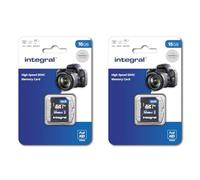 Integral 16GB SD card High Speed memory SDHC Up to 100MB/s V10 UHS U1 (Pack of 2)