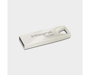 Integral 16GB USB Memory 2.0 Flash Drive Arc with metal casing for keyring, a stylish and elegant solution to transfer and back-up your files