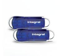 Integral 2-Pack 128GB USB Memory 2.0 Flash Drives Courier Blue