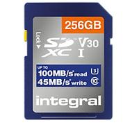 Integral 256GB SD Card SDXC UHS-1 U3 CL10 V30 UP TO R-100 MBS