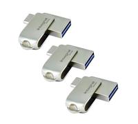 Integral 3 Pack 64GB 360-Dual USB 3.2 Gen 1 Type C and Type A Flash Drive with Solid Metal Casing, Fast Transfer Speeds and Simply Plug and PlayIPhone 15, 16 series, Macbook Pro/Air and Ipad Pro