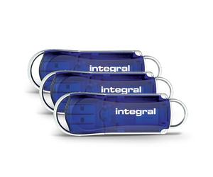 Integral 32GB 3-pack USB 2.0 Flash Drive Courier Blue