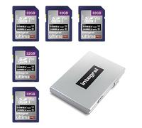 Integral 32GB SD Card in a 6 Slot Protective Metal Holder Case - 4K Ultra-HD Video Premium High Speed 90MB/s Read and 30MB/s Write - SDHC V30 UHS-I U3 Class 10 SD Memory Card