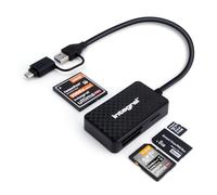 Integral 4in1 Memory Card Reader, USB 3.0 & USB C Adapter to microSD, SD, Compact Flash, MS Duo/Pro - For iPhone 15/16 Plus/Pro/Pro Max, MacBook Pro/Air, iPad, PC, laptop, tablet, smartphone