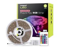 Integral 5m RGB LED Strip Light, Colour Changing, Dimmable, Music Sync, Plug & Play, UK Plug & Remote Control - for Bedroom, Living Room, Office, Kitchen and More.