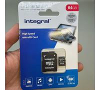 Integral 64B microSDXC Memory Card Premium High Speed 4K Video U3 Class 10 A1