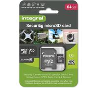 Integral Micro SD Security Card 64GB for Dash-Cams, Home Cams, CCTV, Body Cams and Drones. Extended lifetime and reliable recording time after time